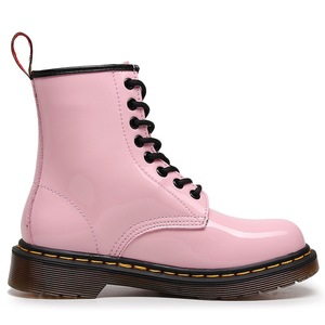 Mirror finish work boots - women's patent leather, English style pink short boots men's and women's genuine leather shoes - Product Image 3