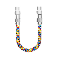 Cable de Carga Rápida Tipo-C a Tipo-C con Conector Metálico, Elegante Cable de Carga con Cordón Trenzado Arcoíris para Teléfono Celular
