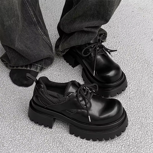 Chaussures en cuir à semelle épaisse, style rétro, à lacets, mocassins pour femmes, chaussures habillées pour hommes, personnalisées, Mickey, grosse tête, mode de rue, garçon - Product Image 3