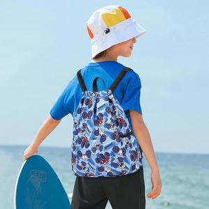 Custom Kids Shark Print Zipper Closure Waterproof Nylon Backpack-Portable Outdoor <b>Swim</b> & Gym Sack <b>Bag</b> for <b>Boys</b> & Girls - Product Image 4