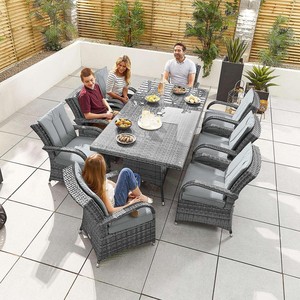 Hiện Đại 8 Chỗ Ngồi Ăn Bộ Cho Mùa Hè Gió Patio Tiệc Hình Bầu Dục Bảng Và Poly Mây Cho Nhà Hoặc Khách Sạn Đồ Nội Thất Sofa Vườn - Product Image 3