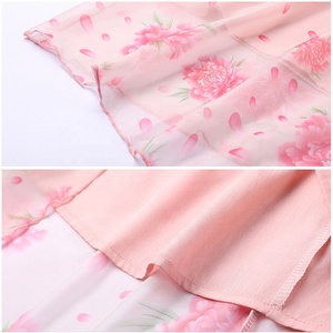 MANNI Chiffon <strong>Flo</strong> Print Dresses With Scarf, Elastic Waist Light and Elegant Long Dress - Product Image 6