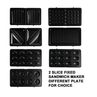 Machine à sandwich électrique automatique 2 tranches en acier inoxydable avec revêtement antiadhésif, thermostat réglable et plaques multifonctionnelles pour