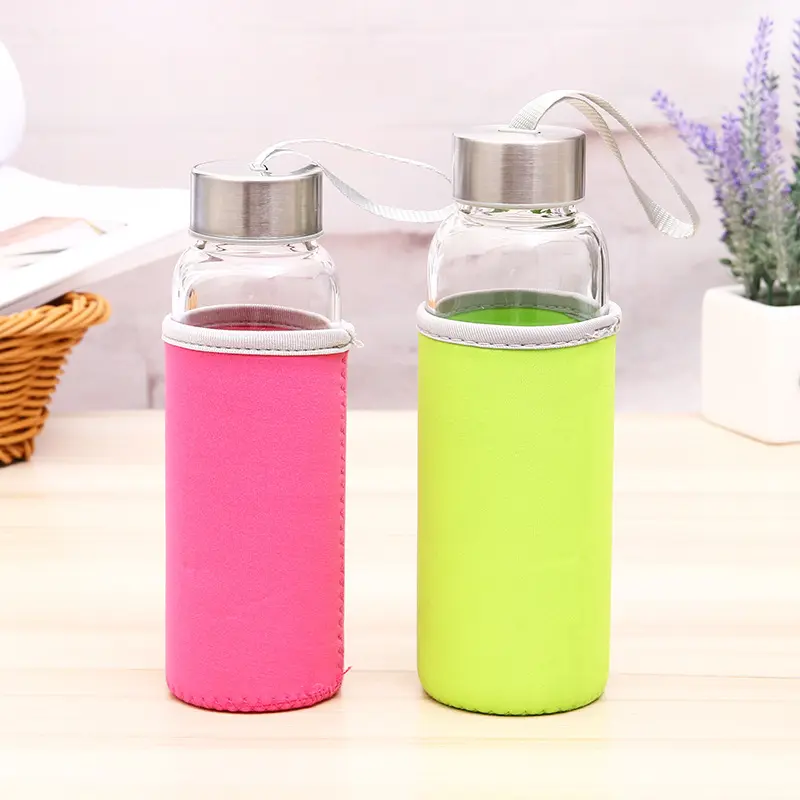 Vendita calda eco-friendly personalizzato sigillato di vetro acqua bottiglia di tè infusore di vetro filtro per bere bottiglia di acqua con filtro per il tè