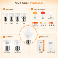 Ampoule LED à 3 modes pour l'éclairage domestique, lumière rouge orangée 1600K, spectre complet 4000K, A19 E26 E27 B22, CRI 90 élevé, dimmable