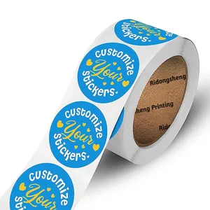 Sıcak satış özel Logo baskılı ambalaj için etiket rulosu yapışkanlı kağıt yuvarlak etiket etiketleri