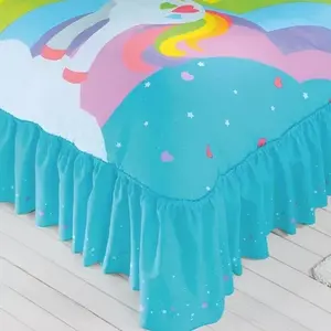 Ensemble de couette licorne de dessin animé 3 pièces, style princesse, literie pour la maison toute saison avec motif arc-en-ciel - Product Image 5