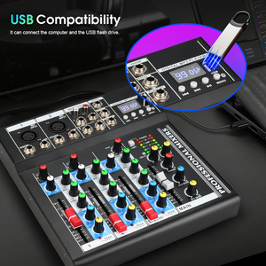 Mezclador de Audio de 4 Canales, Alimentación Phantom de 48V, Reproductor USB <span class=keywords><strong>MP3</strong></span>, Soporte OEM, Consola de DJ para Grabación <span class=keywords><strong>en</strong></span> Estudio - Product Image 4