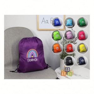Bolsa de PE Personalizada con Cordón de Arcoíris, para Niñas, Natación, Día del Deporte, Fiesta, Regalo, Nombre Personalizado, Kit Escolar Primario - Product Image 1