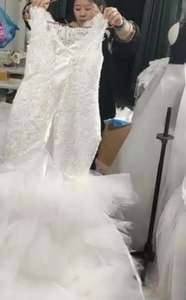 2023 nueva llegada imagen Real personalizar Sexy sirena Africana vestidos de novia de talla grande cuello redondo sin mangas cola de pez vestidos de novia - Product Image 4