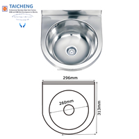 Lavabo mobile extérieur de 300 mm avec évier simple et pare-éclaboussures