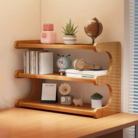 Étagère de rangement de bureau en bois à 2 niveaux, étagère de bureau minimaliste, étagère de table pour livres et fournitures de bureau, étagère de rangement fonctionnelle