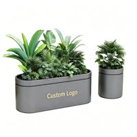 Jardinière contemporaine en acier au carbone antirouille, ensemble de bacs à fleurs métalliques personnalisés pour aménagement extérieur commercial
