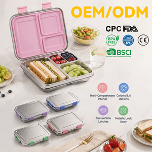 Stainless Steel Lunch Box Set BPA Free Food <b>Container</b> Box with Flip Lid and <b>Small</b> Cups for Kids School Meal - Product Image 6