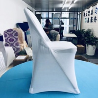 Housse de chaise pliante blanche en Spandex extensible pour fête de mariage banquet événements hôtel restaurant