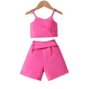 2024 nuova estate bambino bambino abbigliamento completo 2-8 elegante canottiera senza maniche <span class=keywords><strong>pantaloncini</strong></span> 2 pz vestiti per bambine - Product Image 6