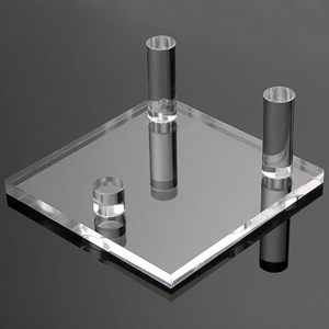 Support de présentoir acrylique carré clair à 3 chevilles pour cristal fossile corail géodes roche minérale agate - Product Image 3