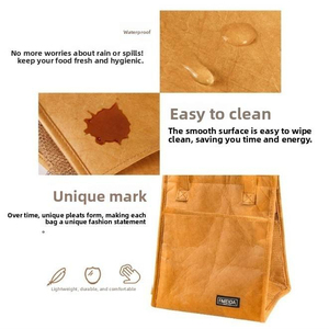 Bolsa de Almuerzo Reutilizable Aislada Premium Ecológica para Papel con Bolsillo Lateral, Minimalismo Moderno para Comer en la Oficina - Product Image 5