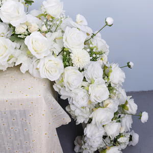 Guirnalda Personalizada de Rosas Blancas de Seda para Decoración de Bodas y Hogar, Camino de Mesa Floral para Boda - Product Image 6