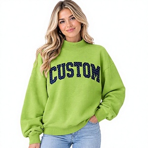 Felpa Invernale da <span class=keywords><strong>Donna</strong></span> <span class=keywords><strong>Oversize</strong></span> in Pile con Collo Alto e Spalle Scivolate, <span class=keywords><strong>Stile</strong></span> Casual, Tinta Unita, con Stampa Logo Personalizzata sul Davanti - Product Image 1