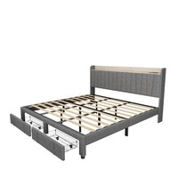 Tête de lit rembourrée de haute qualité, taille Queen, avec cadre de lit rembourré taille Queen et base plateforme pour appartement