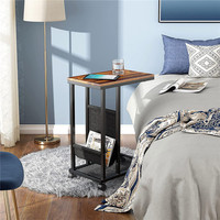 Étagère à livres pivotante multifonction sur mesure, table d'appoint de luxe noire de type C avec roulettes