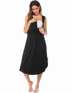 Cotone di estate In Gravidanza Casual Senza Maniche di Lunghezza Del Pavimento Dei Vestiti Vestito di Maternità - Product Image 5