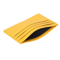 Dompet Kartu Kredit Kulit PU Tipis Warna Solid Dompet Kartu Kulit Imitasi Pria Wanita 4 Slot Kantong Logo Kustom