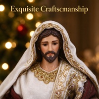 Crèche en résine artisanale, figurines de Noël décoratives et de collection, ensemble de 3 pièces Marron et Or, Sainte Famille avec bergerie
