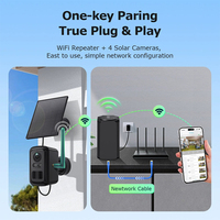 Kit caméra solaire sans fil Wifi 4MP Vision nocturne couleur pleine 600m Répéteur Wifi Améliore la transmission du signal Répéteur solaire Caméra