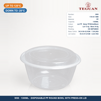 Bol en plastique jetable écologique de qualité alimentaire TeGuan, récipient personnalisé pour salade et soupe, compatible micro-ondes, emballage pour camping et à emporter
