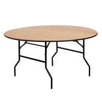 Vente en gros Table à manger en contreplaqué Restaurant Table pliante ronde en bois pour salle à manger pour événement de mariage Banquet
