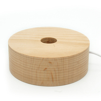 Lampe Led 3D à Base en bois, ronde, en acrylique