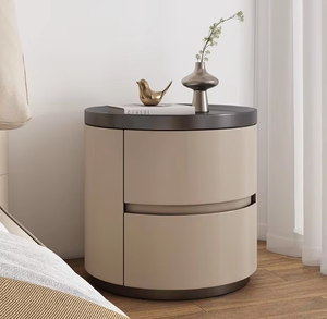 Mesita de Noche Redonda de Madera Maciza de Alta Gama, Estilo Ligero y Lujoso, Compacta y Práctica, Precio al por Mayor - Product Image 5