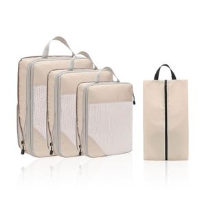Custom Logo Compression Packing <b>Cubes</b> 4pcs Sets Expandable Travel Luggage Storage Bags Organizers Set - Product Image 1