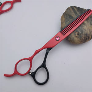 Ciseaux de coiffure pour gauchers, manche rouge et noir, lame en acier inoxydable, lame affûtée, 15-25, pour effilage, usage professionnel en salon - Product Image 4