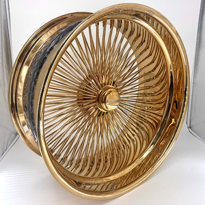 Nouvelles jantes en alliage d'aluminium à rayons en acier, largeur 24/26, 9/10/12, rebord de 5,7/8,2 pouces, roues dorées à rayons. - Product Image 1