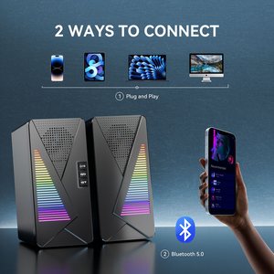 Computer Speakers <b>Gaming</b> Speakers <b>for</b> <b>PC</b> Computer Laptop Desktop Subwoofer Wired RGB 2.0 BT Speaker - Product Image 3