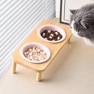 Cuenco alimentador lento <span class=keywords><strong>para</strong></span> mascotas de cerámica y madera moderno de patrón sólido, plato de <span class=keywords><strong>comida</strong></span> <span class=keywords><strong>para</strong></span> <span class=keywords><strong>perros</strong></span> y gatos elevado 2 en 1, protección <span class=keywords><strong>para</strong></span> el cuello antiestrangulamiento - Product Image 3