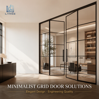 Portes battantes en verre à cadre fin en aluminium, design italien, grille française, pour entrée extérieure de luxe, idéales pour projets de villas haut de gamme