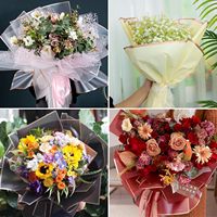 Kemasan bunga desain mewah Korea grosir bunga murah lengan emas buket bunga tahan air kertas pembungkus bunga