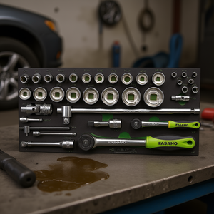 Fasano <b>Socket</b> Set 1/4 3/8 1/2 Inch Metric And Sae With Ratchets And Extensions For Auto Repair - Product Image 3