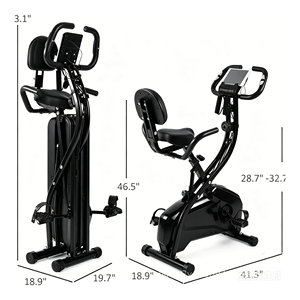Vélo d'exercice pliable 2-en-1 <span class=keywords><strong>HOMCOM</strong></span> avec résistance magnétique réglable sur 8 niveaux, silencieux, pour la maison, avec capteur de fréquence cardiaque et support pour bras - Product Image 5
