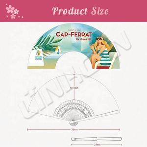 Ventiladores Portátiles de Bambú Personalizados al por Mayor, Regalos de Papel Pintados a Mano - Product Image 4