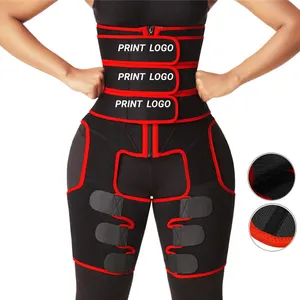 HEXIN New Design 2 In 1 Waist And Thigh Trimmer Neoprene 3 Strap Waist Trainer Neoprene Belt And Butt Lifter Booty Shaperwear