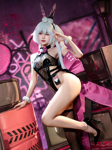 Conjunto de Lencería Erótica de Encaje con Líneas Entrelazadas, Disfraz de Conejita Sexy con Abertura en la Entrepierna, Uniforme de Cosplay, No Necesita Quitarse - Product Image 2