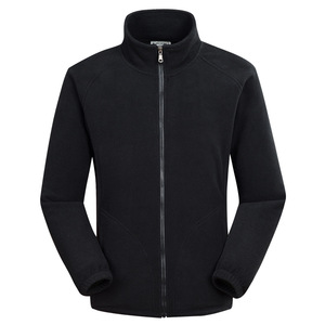 Chaqueta Casual de Forro Polar para Hombre, con Cierre Completo, Resistente al Viento, Color Negro Sólido, Ropa Abrigada para Exteriores - Product Image 1