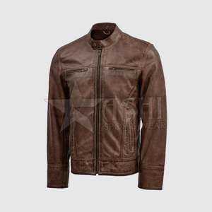 Wholesale High Quality <b>Men's</b> Leather <b>Jacket</b> with Zipper Style <b>Down</b>-<b>Filled</b> for Winter Factory Price Reasonable - Product Image 1