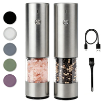 Ensemble moulin à sel et à poivre électrique automatique rechargeable en acier inoxydable de qualité alimentaire, boîte personnalisable pour mariage