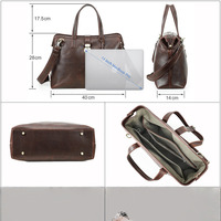Sac de médecin en cuir pleine fleur vintage résistant à l'usure, avec fermeture éclair oblique, pouvant contenir un ordinateur portable de 14,2 pouces